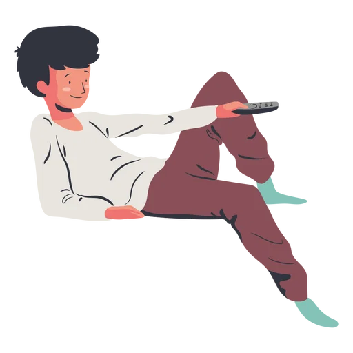 Ilustração de pessoa assistindo TV com controle remoto